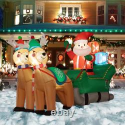 VIVOHOME 6.9ft Long Christmas Inflatable LED Lighted Santa on Gray Sleigh with R