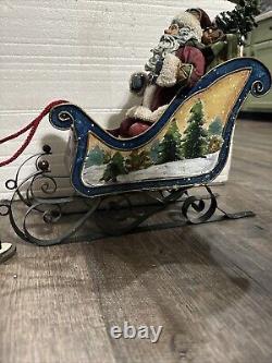 VTGV Kirkland Signature Santa Sleigh And Reindeer Christmas Decoration Withbox