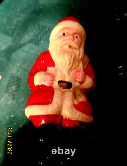 VTG 1940's XMAS THIN CELLULOID PLASTIC SANTA SLEIGH 6 REINDEER JAPAN ORNAMENTS