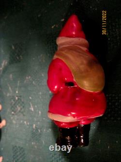 VTG 1940's XMAS THIN CELLULOID PLASTIC SANTA SLEIGH 6 REINDEER JAPAN ORNAMENTS