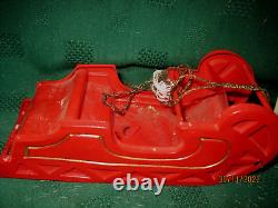VTG 1940's XMAS THIN CELLULOID PLASTIC SANTA SLEIGH 6 REINDEER JAPAN ORNAMENTS
