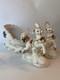 Vtg 1950s Napco Christmas Sleigh Planter With 2 Reindeer Spaghetti Trim Gold