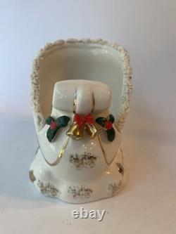 VTG 1950s NAPCO Christmas Sleigh Planter With 2 Reindeer Spaghetti Trim Gold
