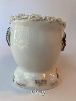 VTG 1950s NAPCO Christmas Sleigh Planter With 2 Reindeer Spaghetti Trim Gold