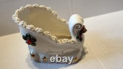 VTG 1950s Napco Christmas Sleigh Planter with 2 Reindeer Spaghetti Trim Japan READ