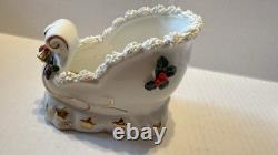 VTG 1950s Napco Christmas Sleigh Planter with 2 Reindeer Spaghetti Trim Japan READ