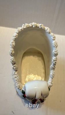 VTG 1950s Napco Christmas Sleigh Planter with 2 Reindeer Spaghetti Trim Japan READ