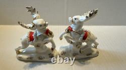 VTG 1950s Napco Christmas Sleigh Planter with 2 Reindeer Spaghetti Trim Japan READ