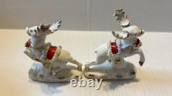 VTG 1950s Napco Christmas Sleigh Planter with 2 Reindeer Spaghetti Trim Japan READ