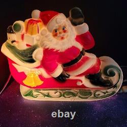 VTG 1970 EMPIRE Santa's Sleigh & 2 Reindeer Lighted Blow Mold Table Top-Works