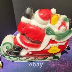 VTG 1970 EMPIRE Santa's Sleigh & 2 Reindeer Lighted Blow Mold Table Top-Works