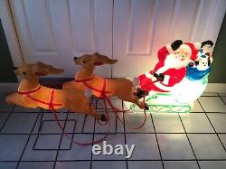 VTG 1977 EMPIRE 24 SANTA SLEIGH TOYS (2) 23 REINDEERS w STANDS BLOW MOLD CORDS