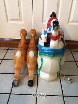 VTG 1977 EMPIRE 24 SANTA SLEIGH TOYS (2) 23 REINDEERS w STANDS BLOW MOLD CORDS