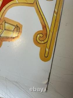 VTG 1982 PECK Santas Sleigh & Reindeer 6' Velvety Flocked Die Cut NOS Uncut Rare