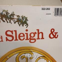 VTG 1982 PECK Santas Sleigh & Reindeer 6' Velvety Flocked NOS Uncut Rare Read