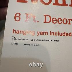 VTG 1982 PECK Santas Sleigh & Reindeer 6' Velvety Flocked NOS Uncut Rare Read