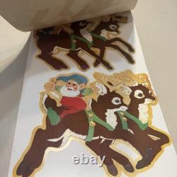 VTG 1982 PECK Santas Sleigh & Reindeer 6' Velvety Flocked NOS Uncut Rare Read