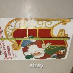 VTG 1982 PECK Santas Sleigh & Reindeer 6' Velvety Flocked NOS Uncut Rare Read