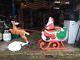 Vtg 1989 Tpi Santa Sleigh & 2 Reindeer Blow Mold Christmas Yard Decor Rare Htf