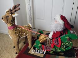 VTG 1993 Santa's Best Animated Christmas Reindeer Sleigh Working. SEE VIDEO