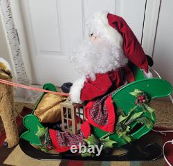 VTG 1993 Santa's Best Animated Christmas Reindeer Sleigh Working. SEE VIDEO