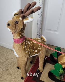 VTG 1993 Santa's Best Animated Christmas Reindeer Sleigh Working. SEE VIDEO