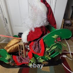 VTG 1993 Santa's Best Animated Christmas Reindeer Sleigh Working. SEE VIDEO