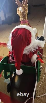 VTG 1993 Santa's Best Animated Christmas Reindeer Sleigh Working. SEE VIDEO