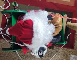 VTG 1993 Santa's Best Animated Christmas Reindeer Sleigh Working. SEE VIDEO
