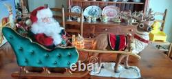 VTG 1998 Special Times Animated Reindeer and Santa in Sleigh in Original Box