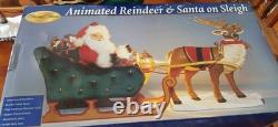 VTG 1998 Special Times Animated Reindeer and Santa in Sleigh in Original Box