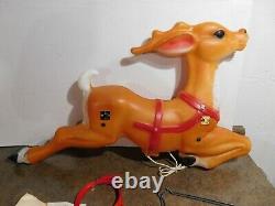 VTG 36 Empire Santa's Christmas Reindeer Deer For Sleigh Blow Mold Yard Decor