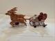 Vtg Cast Iron Metal Painted Santa Claus Sleigh Reindeer Rudolph Hubley Style