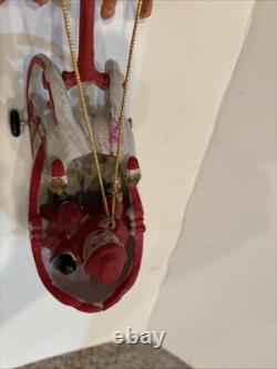 VTG Cast Iron Metal Painted Santa Claus Sleigh Reindeer Rudolph Hubley Style