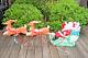 Vtg Christmas Carolina Enterprises 1977 Santa Two Reindeer Sled Mold Lights Up