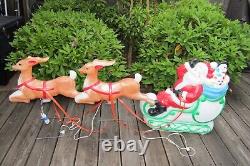 VTG Christmas Carolina Enterprises 1977 Santa Two Reindeer Sled Mold Lights Up