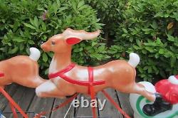 VTG Christmas Carolina Enterprises 1977 Santa Two Reindeer Sled Mold Lights Up