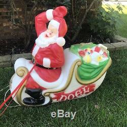 VTG Empire Blow Mold Light up Large Santa Claus Sleigh With1 Reindeer Christmas