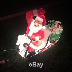 VTG Empire Blow Mold Light up Large Santa Claus Sleigh With1 Reindeer Christmas