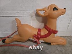 VTG Grand Voyager Christmas Santa Sleigh & 1 Reindeer Light Up Plastic Blow Mold