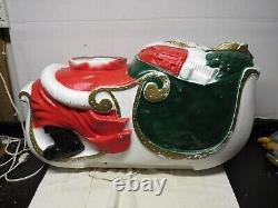 VTG HTF TPI Santa Claus' Reindeer Sleigh/Sled Christmas Blow Mold Yard Decor