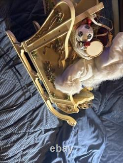 VTG Holiday Creation Animated Musical Christmas Santa on Sleigh Reindeer WORKS