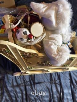 VTG Holiday Creation Animated Musical Christmas Santa on Sleigh Reindeer WORKS