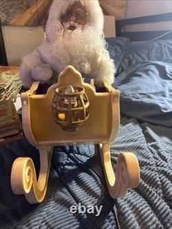 VTG Holiday Creation Animated Musical Christmas Santa on Sleigh Reindeer WORKS