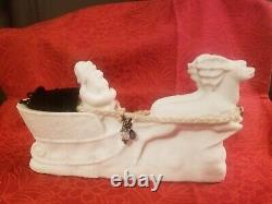 VTG ITALIAN MADE RARE ALABASTER Santa, Sleigh & Reindeer STUNNING