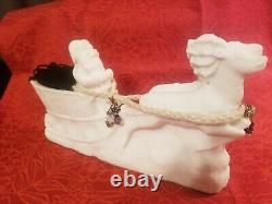 VTG ITALIAN MADE RARE ALABASTER Santa, Sleigh & Reindeer STUNNING