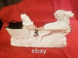 VTG ITALIAN MADE RARE ALABASTER Santa, Sleigh & Reindeer STUNNING