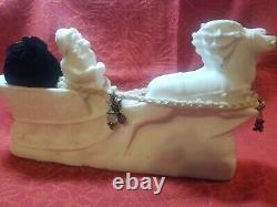 VTG ITALIAN MADE RARE ALABASTER Santa, Sleigh & Reindeer STUNNING