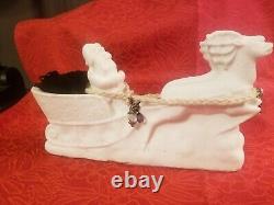 VTG ITALIAN MADE RARE ALABASTER Santa, Sleigh & Reindeer STUNNING