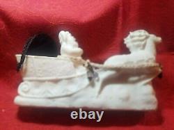 VTG ITALIAN MADE RARE ALABASTER Santa, Sleigh & Reindeer STUNNING